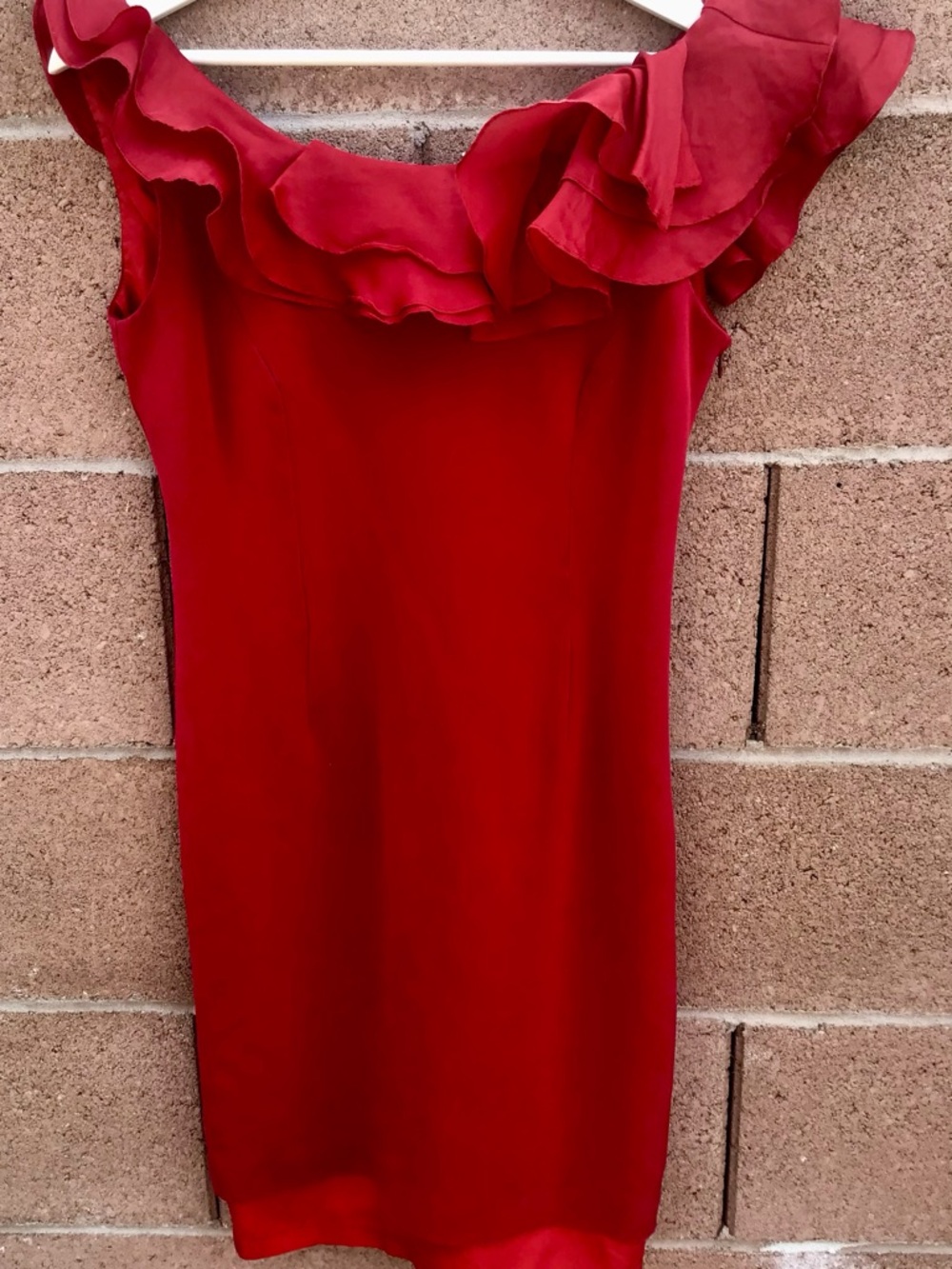 Red Ruffle Off-Shoulder Prom Dress